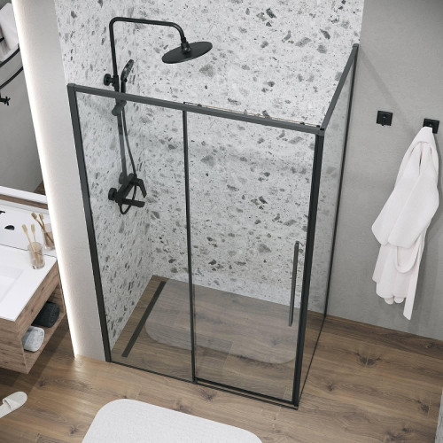 Душевая стенка Grossman Galaxy 100 200.K33.01.100.21.00 профиль Черный матовый стекло прозрачное