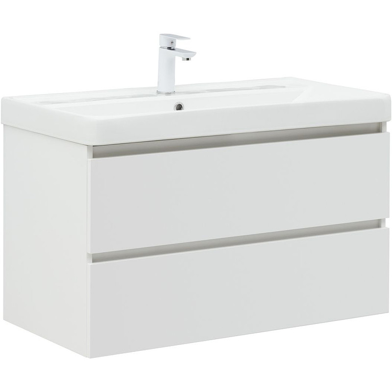 Тумба под раковину Aquanet Вега 90 316683 подвесная Белый глянец МДФ / ЛДСП