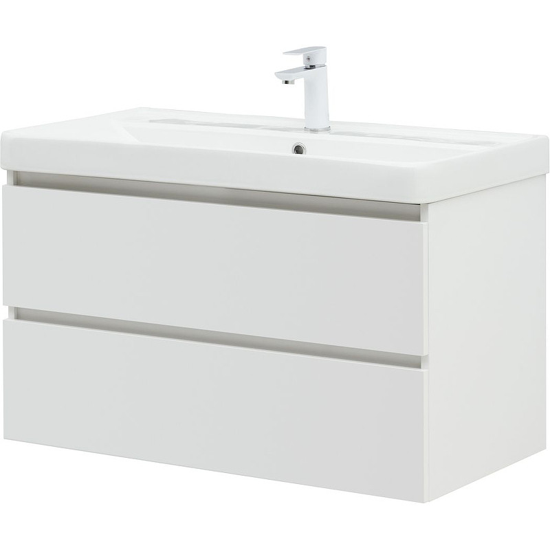 Тумба под раковину Aquanet Вега 90 316683 подвесная Белый глянец МДФ / ЛДСП