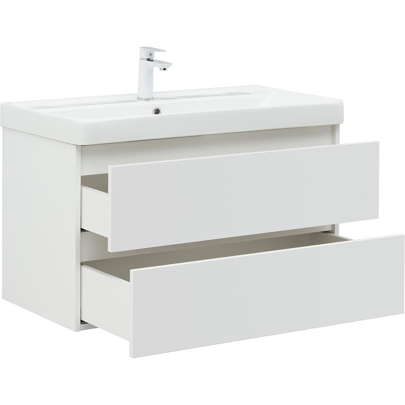 Тумба под раковину Aquanet Вега 90 316683 подвесная Белый глянец МДФ / ЛДСП