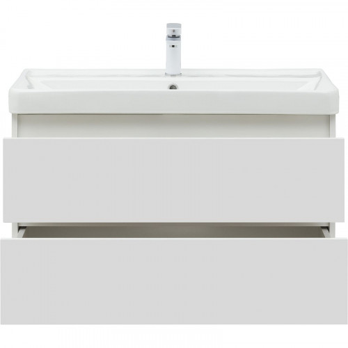 Тумба под раковину Aquanet Вега 90 316683 подвесная Белый глянец МДФ / ЛДСП