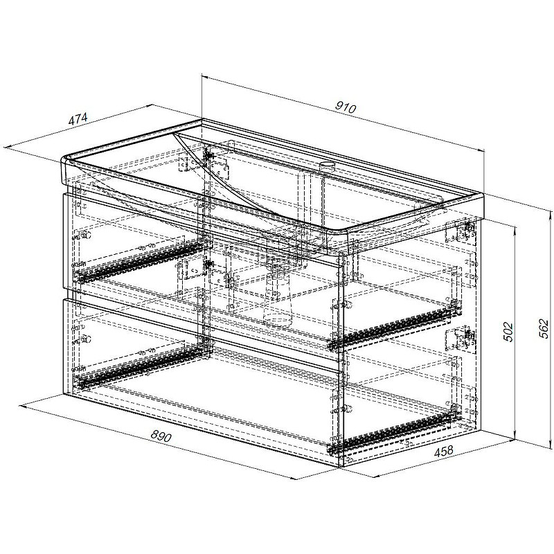 Тумба под раковину Aquanet Вега 90 316683 подвесная Белый глянец МДФ / ЛДСП