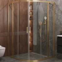 Душевой уголок Cezares Molveno 120x120 MOLVENO-R-22-100+20-C-BORO-IV профиль Брашированное золото стекло прозрачное