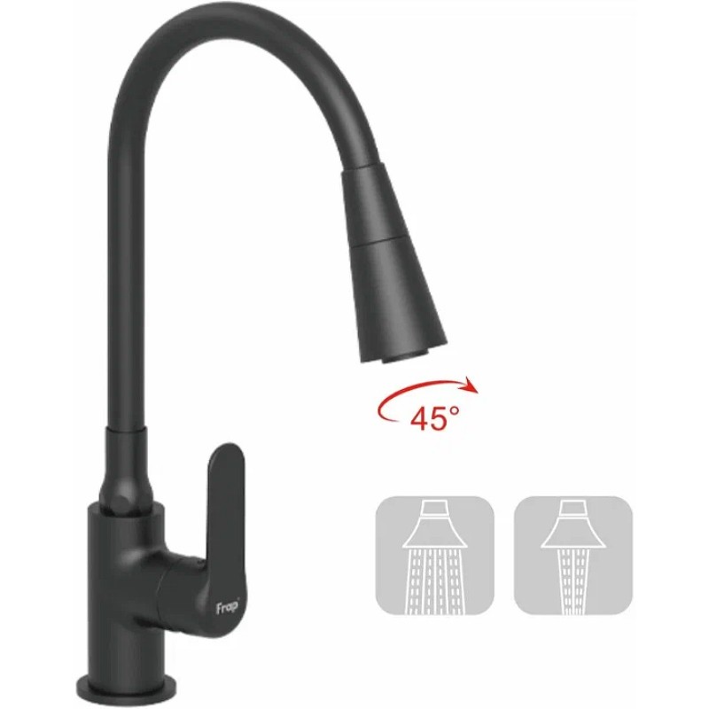 Смеситель для кухни Frap H17-6 F4417-6 Черный матовый латунь