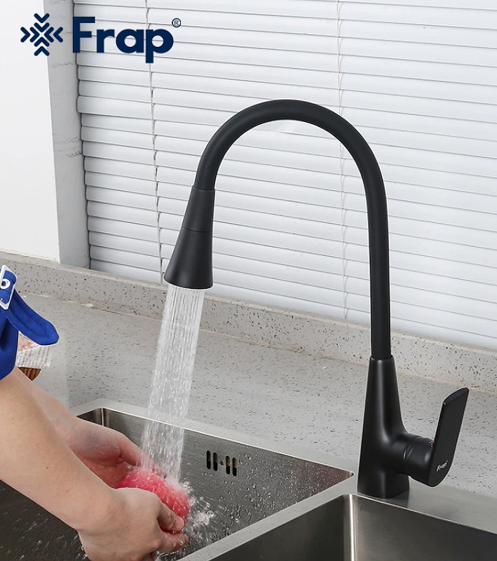 Смеситель для кухни Frap H17-6 F4417-6 Черный матовый латунь