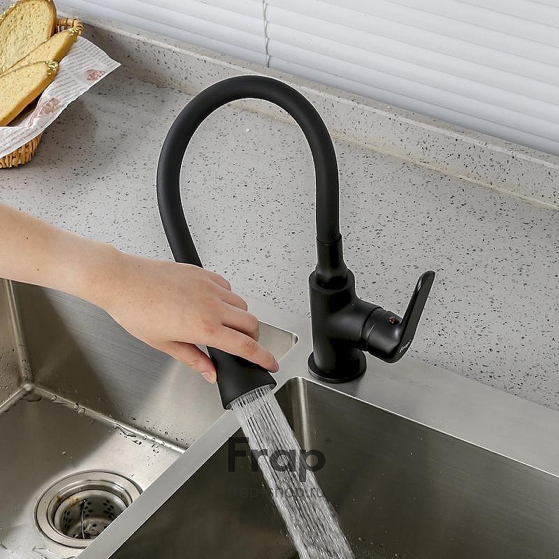 Смеситель для кухни Frap H17-6 F4417-6 Черный матовый латунь
