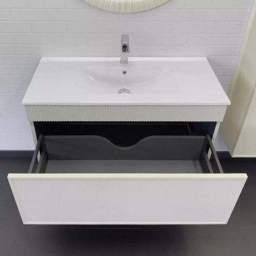 Тумба с раковиной Comforty Мадрид 100 00-00017880 подвесная Серый шелк