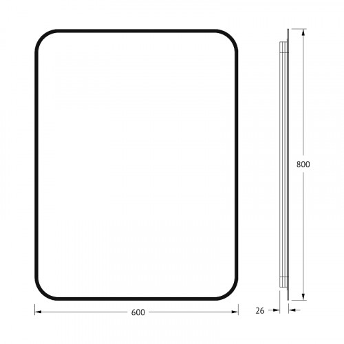 Зеркало Defesto Aura 60х80 DF 2967 с подсветкой 25W-4500K/Без выключателя/Нейтральный белый свет/Черная рама