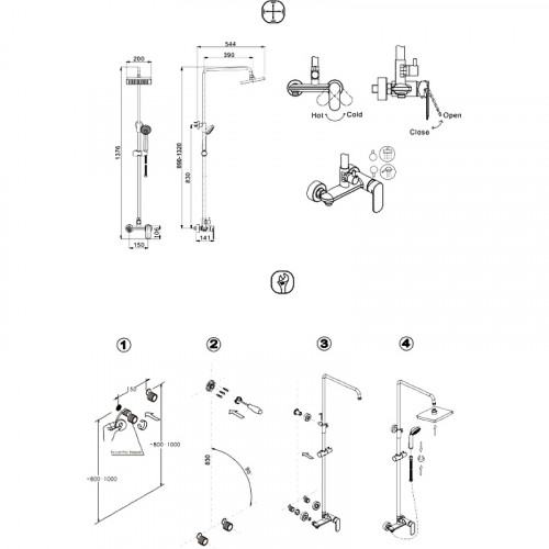 Душевая система Bravat Opal F9125183CP-A-RUS Хром латунь на стену