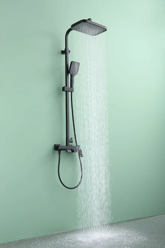 Душевая система Raglo R02.24.06 Черная матовая латунь на стену