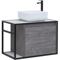 Тумба под раковину Aquanet Nova Lite Loft 75R 261653 подвесная Дуб рошелье МДФ / ЛДСП