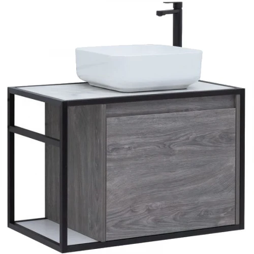 Тумба под раковину Aquanet Nova Lite Loft 75R 261653 подвесная Дуб рошелье МДФ / ЛДСП