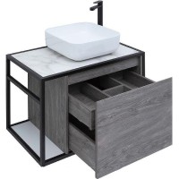 Тумба под раковину Aquanet Nova Lite Loft 75R 261653 подвесная Дуб рошелье МДФ / ЛДСП