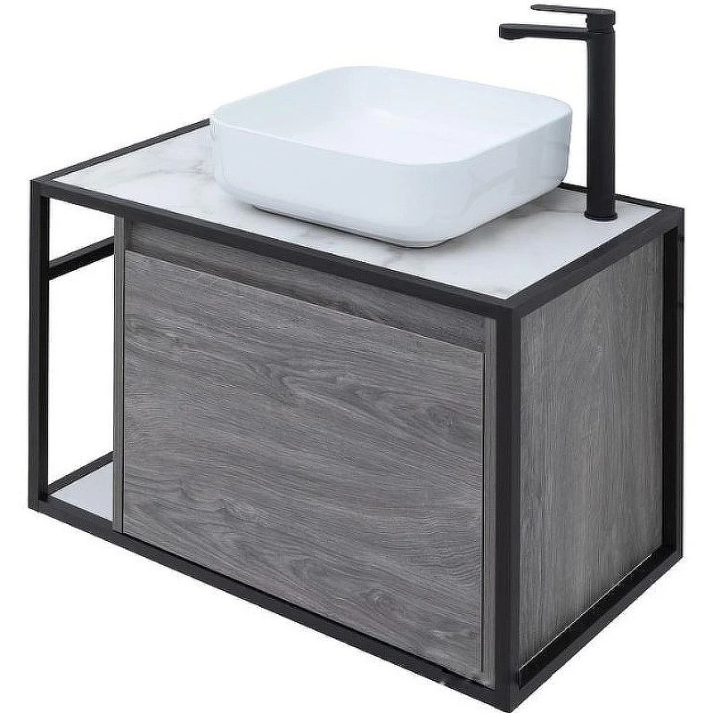 Тумба под раковину Aquanet Nova Lite Loft 75R 261653 подвесная Дуб рошелье МДФ / ЛДСП