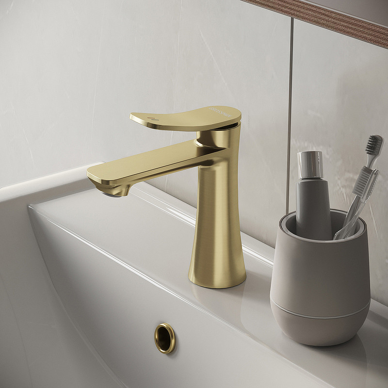 Смеситель для раковины Grossman Advans 510.K35.09.320 Золото брашированное латунь