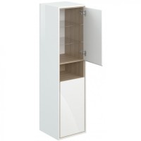 Шкаф пенал Cersanit Louna 35 SP-SL-LOU/Wh подвесной Белый глянец дуб Эврика МДФ / ЛДСП, стекло