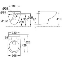 Унитаз Grohe Bau Ceramic 39491000 подвесной без сиденья фаянс подвесной