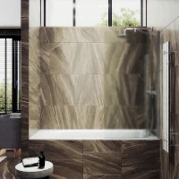 Шторка на ванну Maybah Glass MGV-90-5ш 400x1400 в широком профиле Хром матовый стекло сатиновое