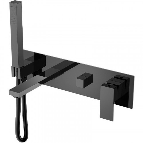 Смеситель для ванны Boheme Qubic 474-2-SGM Оружейная сталь глянцевая латунь встраиваемый