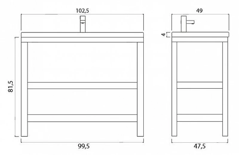 Тумба под раковину Creto Provence 105 9-1118W Wood массив дерева