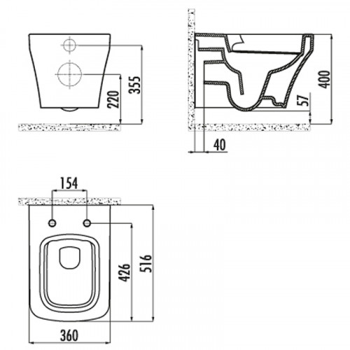 Унитаз биде Creavit Solo SO321-00CB00E-0000 подвесной Белый без сиденья фарфор подвесной