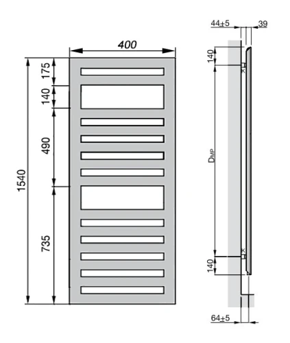 Водяной полотенцесушитель Zehnder Metropolitan Spa MET-150-040 Белый