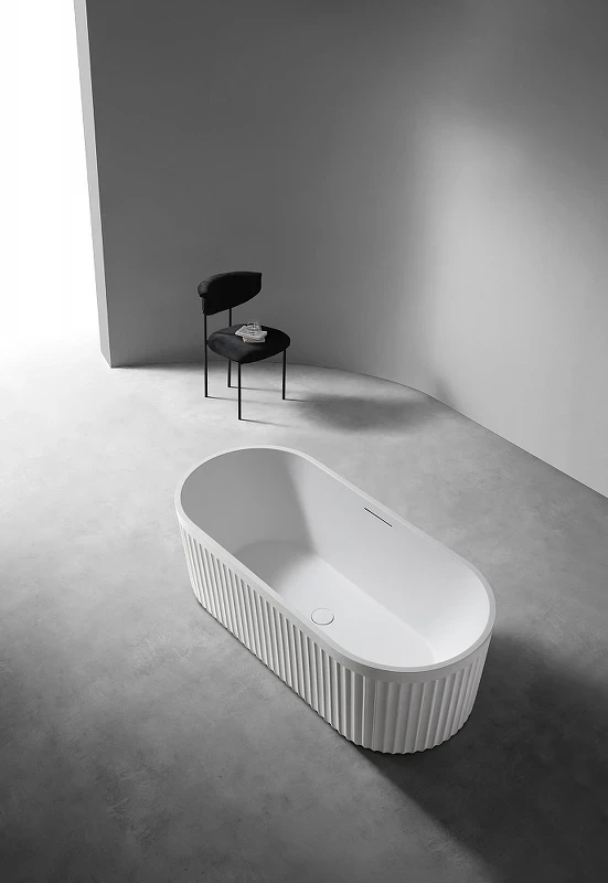 Ванна из искусственного камня Abber Stuttgart 170x75 AM9925 Белая матовая без гидромассажа