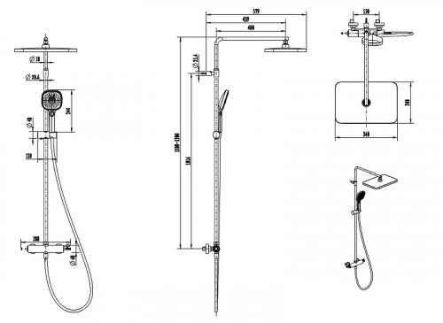 Душевая система Splendy Relax S RS208XTP36S3BM с термостатом цвет Черный матовый