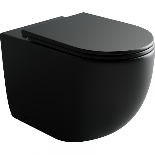 Унитаз Ceramicanova Metropol Rimless CN4004MB приставной Черный матовый с сиденьем Микролифт фарфор приставной