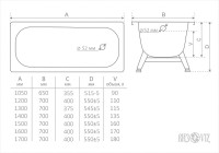 Стальная ванна ВИЗ Antika 170x70 A-70001 без антискользящего покрытия