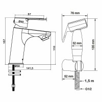 Смеситель для раковины Swedbe Olymp 1860 с гигиеническим душем Хром латунь