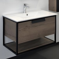 Тумба с раковиной Comforty Бонн 75 00-00006487 подвесная Дуб темный МДФ / ЛДСП