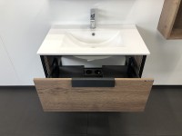 Тумба с раковиной Comforty Бонн 75 00-00006487 подвесная Дуб темный МДФ / ЛДСП