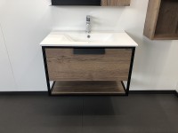 Тумба с раковиной Comforty Бонн 75 00-00006487 подвесная Дуб темный МДФ / ЛДСП