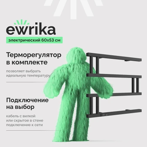Электрический полотенцесушитель EWRIKA Пенелопа M 60х53 4657801249358 цвет Черный