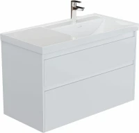 Тумба под раковину Aquanet Nova Lite 2.0 100 R 346312 подвесная цвет Белый глянец