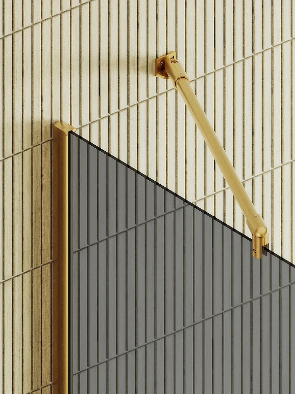 Душевая перегородка Maybah Glass MGD-711-3ш 1090x1950 в широком профиле Золото стекло графитовое