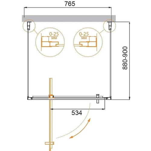 Душевой уголок Cezares Molveno 80x90 MOLVENO-BA2-80/90-C-Cr-IV профиль Хром стекло прозрачное