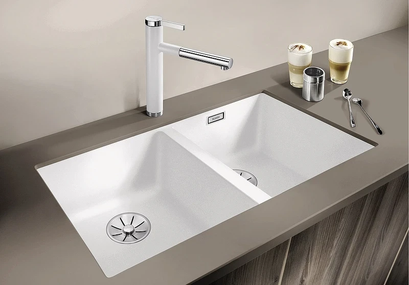 Кухонная мойка Blanco Subline 350/350-U 523578 Белая искусственный камень (литьевой мрамор) встраиваемый