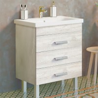 Тумба с раковиной Comforty Никосия 70Н 00-00005793 Дуб белый МДФ / ЛДСП