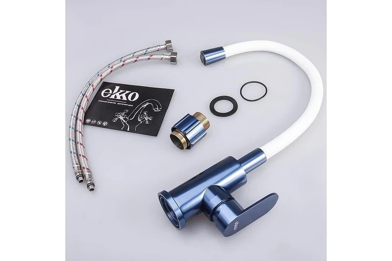Смеситель для кухни Ekko E4223-7 цвет Синий Белый