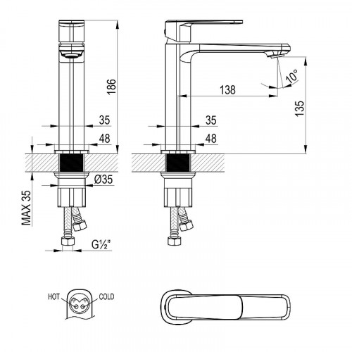 Смеситель для раковины Lemark Melior LMF-1014B-C цвет Хром