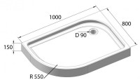 Акриловый поддон для душа BelBagno Tray 100x80 L TRAY-BB-RH-100/80-550-15-W-L Белый