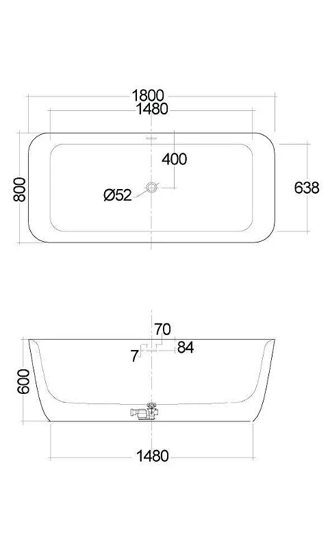 Акриловая ванна Kludi Elin S 180x80S 52BF0343 цвет Белый