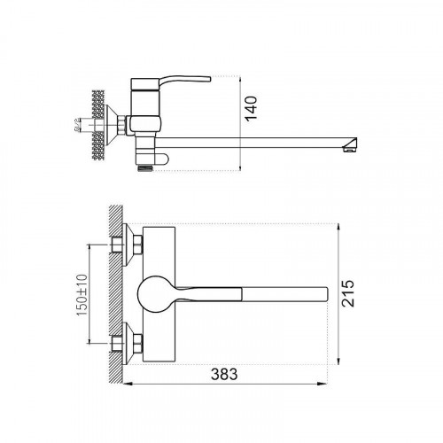 Смеситель для ванны Belz B22612 универсальный цвет Хром