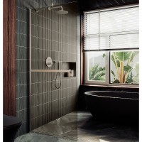 Душевая перегородка Maybah Glass MGD-733-5ш 890x1950 в широком профиле Хром матовый стекло бронзовое