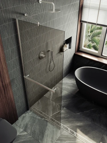 Душевая перегородка Maybah Glass MGD-733-5ш 890x1950 в широком профиле Хром матовый стекло бронзовое