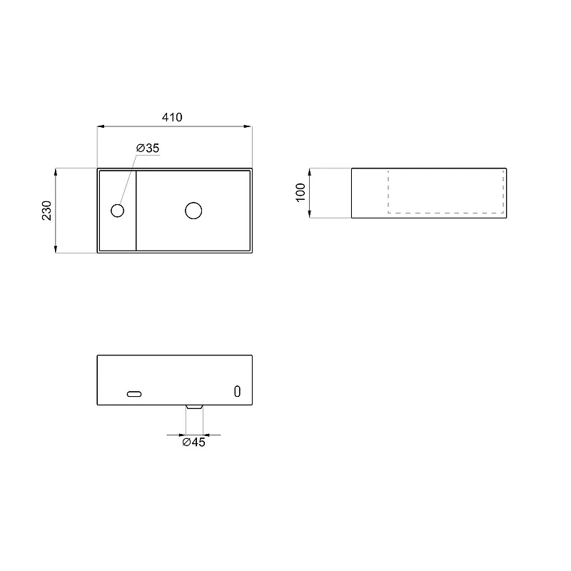 Раковина Wellsee WC Area 41 L 321807000 цвет Белый матовый