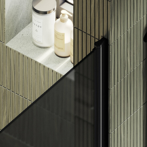 Душевая дверь Maybah Glass MGD-813-6 900x1980 на монопетле Черный стекло графитовое матовое