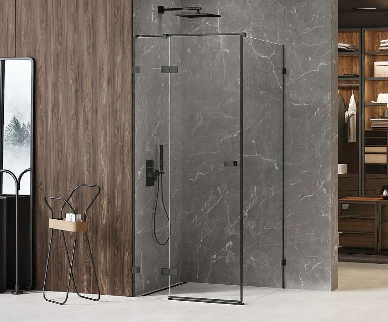 Душевой уголок New Trendy Avexa Black 100x80 L EXK-1586 профиль Черный стекло прозрачное